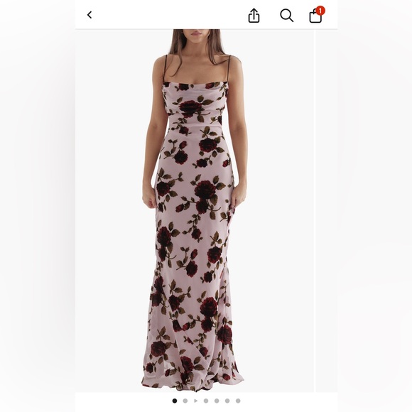 HOUSE OF CB Serena Floral Velvet Maxi Dress 🥀 - Picture 1 of 15